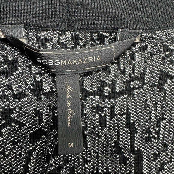 NWT BCBG Maxazria Open Front Belted Cardigan Womens Medium White Black Notch Nk - Picture 9 of 9